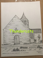 ORIGINELE GROTE TEKENING DOOR PAUL GHYSELEN GHIJSELEN 1992 BREDENE SAS SLIJKENS MOLENDORP ST JOZEFSKERK - Dessins