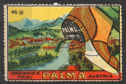 Innsbruck Tirol Austria KuK - INN River Mountain - PALMA Shoe 1915 - Advertising Cinderella Label Vignette - Altri & Non Classificati
