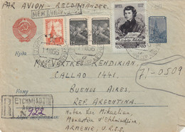 REGISTERED COVER. FRONT. 11 10 56. ARMENIE ETCHMIADZIN TO ARGENTINA - Armenien