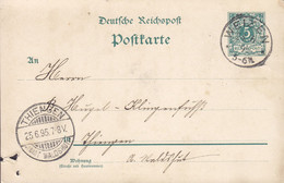 Deutsche Reichspost Postal Stationery Ganzsache Entier 5 Pf. WELZEN 1895 THIENGEN (Amt Waldshut) (Arr.) - Cartoline