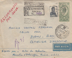 REGISTERED COVER. 3 1 52. ARMENIE ETCHMIADZIN TO ARGENTINA. - Armenia