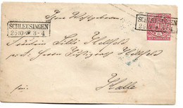 NDP179 / NORDDEUTSCHER POSTBEZIRK - Schleusingen 1869 Nach Halle - Cartas & Documentos
