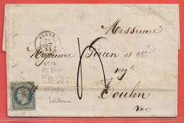 ALGERIE LETTRE DE 1854 DE ALGER POUR TOULON FRANCE - Storia Postale