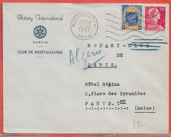 ALGERIE LETTRE ROTARY DE 1957 DE MOSTAGANEM POUR PARIS FRANCE - Lettres & Documents