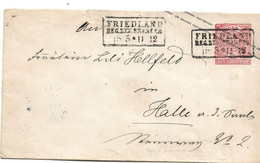 NDP181 / NORDDEUTSCHER POSTBEZIRK - FRIEDLAND NACH HALLE CA. 1868 - Lettres & Documents