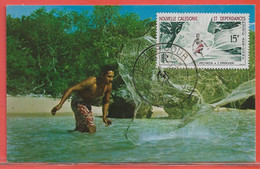 NOUVELLE CALEDONIE CARTE MAXIMUM PECHE DE 1962 DE NOUMEA - Lettres & Documents