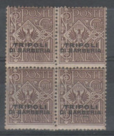 Tripoli Di Barberia 1915 - Aquila 1 C. (non Emessi) Blocco Di 4 **        (g6682) - Sin Clasificación