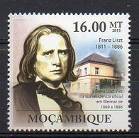 200th Anniversary Of Franz List, (1811-1886) - Music Stamp (Mozambique 2011) MNH (1W1845) - Musique