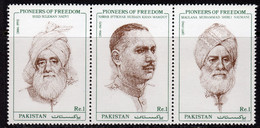 Pakistan 1992 Pioneers Of Freedom V Strip Of 3, MNH, SG 870/2 (E) - Pakistan