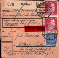 ! 1943 Heidelberg Nach Wittenberg, Landpoststempel, Paketkarte, Deutsches Reich, 3. Reich - Brieven En Documenten