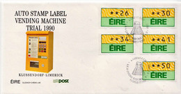 Ireland Automat Stamp Set On FDC - Franking Labels