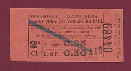 171020 - TICKET DE TRANSPORT - VENISSIEUX SAINT FONS SAINT FONS ST VINCENT DE PAUL 2e Cl. AI2 0,85 0,50 04489 - Europe