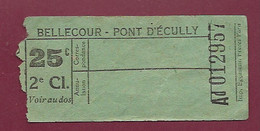 171020 - TICKET DE TRANSPORT - LYON - BELLECOUR PONT D'ECULLY 25C 2e Cl. Ad 012957 - Europe