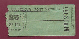 171020 - TICKET DE TRANSPORT - LYON - BELLECOUR PONT D'ECULLY 25C 2e Cl. Ad 012957 - Europa