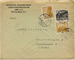 AUTRICHE / AUSTRIA / ÖSTERREICH -1931 Mi.498 (x2) & 503 On LINZ-COPENHAGEN COVER - Lettres & Documents