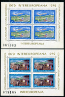 ROMANIA 1979 INTEREUROPA: Mail Transport Blocks MNH / **.  Michel Blocks 157-158 - Nuevos