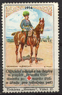 Bohemia Czechia RED CROSS WW1 1914 Austria Kriegsfürsorge Military WAR Charity LABEL CINDERELLA VIGNETTE General HORSE - ...-1918 Prephilately