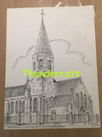 ORIGINELE GROTE TEKENING DOOR PAUL GHYSELEN GHIJSELEN 1991 WESTKERKE OUDENBURG ST AUDOMARUSKERK - Dessins