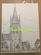 ORIGINELE GROTE TEKENING DOOR PAUL GHYSELEN GHIJSELEN 1991 BOEZINGE IEPER ST MICHIELSKERK - Dessins