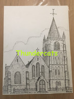 ORIGINELE GROTE TEKENING DOOR PAUL GHYSELEN GHIJSELEN 1992 ETTELGEM OUDENBURG ST ELIGIUSKERK - Dessins