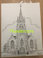 ORIGINELE GROTE TEKENING DOOR PAUL GHYSELEN GHIJSELEN 1992 SNAASKERKE GISTEL ST CORNELIUSKERK - Dessins