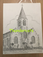 ORIGINELE GROTE TEKENING DOOR PAUL GHYSELEN GHIJSELEN 1991 HOUTHULST JONKERSHOVE ST JOZEFSKERK - Dessins