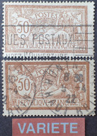 DF50500/1163 - 1900 - TYPE MERSON - N°120 Et 120c ☉ - VARIETE ➤➤➤ Sans Teinte De Fond - Cote (2020) : 117,00 € - Used Stamps
