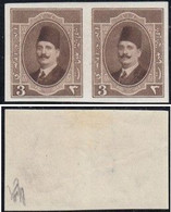 1922 Egypt King Fouad Pair 3Mills Essays IMPERF Violet Brown Watermarked Paper S.G 113 MLH - Nuovi