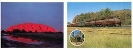 (S 21) Australian - 2 Attached Postcards  - NT - Ulluru & New GHAN Train - Unclassified