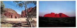 (S 21) Australian - 2 Attached Postcards  - NT - The Olgas & Glen Helen Gorge - Unclassified