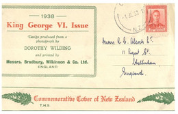 (S 22) New Zealand FDC - 1938 (posted Via England) - King George VI Issue - Lettres & Documents