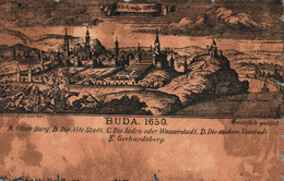 Budapest (Hongrie) Buda 1650, Utner Bourg, Die Alte Stadt, Gerhardsberg - Carte Parchemin Dos Simple Non Circulée - Ungarn