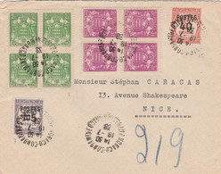MONACO  LETTRE AVEC 2 BLOCS DE 4  1938 - Storia Postale