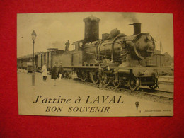 53 J'arrive à Laval Locomotive Gros Plan Bon Souvenir Animée éditeur Artaud Nozais Dos Scanné - Laval