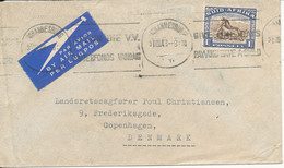 South Africa Cover Sent Air Mail To Denmark Johannesburg 31-8-1948 Single Franked - Aéreo