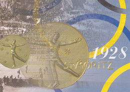 Switzerland 1998 Card; Winter Olampic Games St. Moritz 1928; Swiss Post In Nagano; Ice Hockey; Figure Skating Medal - Hiver 1928: St-Morits