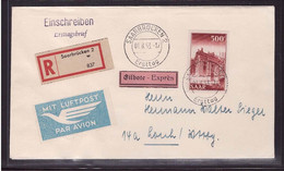 Saarland Saar 337 FDC Freimarke 500 Fr Eilboten-Luftpost-R-Brief (22153) - Lettres & Documents