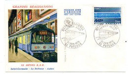 1975 -- FDC --Le Métro R.E.R--St Germain-La Défense-Auber --cachet  PUTEAUX-92 - 1970-1979