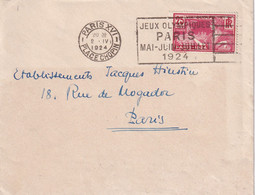 DDX 908 - J.O. PARIS 1924 - Lettre TP Jeux Olympiques Cachet Mécanique  PARIS XVI Place Chopin 1924 - LUXE !! - Sommer 1924: Paris