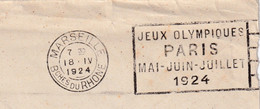 DDX 915 - J.O. PARIS 1924 - SUPERBE Lettre TP Semeuse PARIS Vers Cachet Mécanique  MARSEILLE 1924 - En Arrivée - Estate 1924: Paris