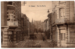 CPA PAPETERIE STUDIO  - CINEY - RUE SAINTE-BARBE  - ANIMEE -  COB 179 - CIRCULEE DE CINEY VERS TAMINES 1929. - Ciney