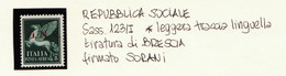 R038 - REPUBBLICA SOCIALE - Lire 5 Tiratura Brescia Primo Tipo Sass.123/I MH* - Periziato SORANI - Poste Aérienne