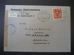 Österreich 1945- Zensurbeleg Geschäftsbrief Gelaufen Von Wien Im Ortsgebiet - 1945-60 Storia Postale