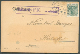 AMBULANT SPOORWEG CANTONS De L'EST - 5pfg Obl; Ovale JURGENRATH-MALMEDY BAHNPOST Z.670 Sur Carte Du 25.10.1915 Vers Herb - Bahnpoststempel