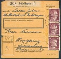 Bordereau De Colis Avec Affr; HITLER à 45pfg Obl. Dc DÜDELINGEN (Dudelange) Vers Luxembourg .  Poids 3Kgs. TB  - 16346 - 1940-1944 Occupazione Tedesca