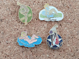 LOT DE 4 PINS PIN UP HUMP TIME GLAMOURAS MISSION COMPLETED HEAVENLY BODY - Pin-ups