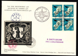 J215 Hermelin Auf Ofiziellem Sonderumschalg "Tag Der Briefmarke" Mit Stempel Tag Der Briefmarke 1966 - BASEL - Giornata Del Francobollo