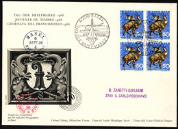 J219 Gemse Auf Ofiziellem Sonderumschalg "Tag Der Briefmarke" Mit Stempel Tag Der Briefmarke 1966 - BASEL - Giornata Del Francobollo
