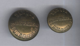 Lot De 2 Boutons Banque De Paris Et Des Pays Bas - 17 Et 22 Mm - Boutons