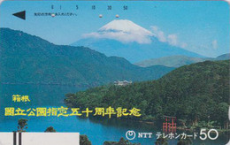 Télécarte Ancienne JAPON / NTT 250-066 - MONT FUJI - MOUNTAIN Landscape JAPAN Front Bar Phonecard - Gebirgslandschaften